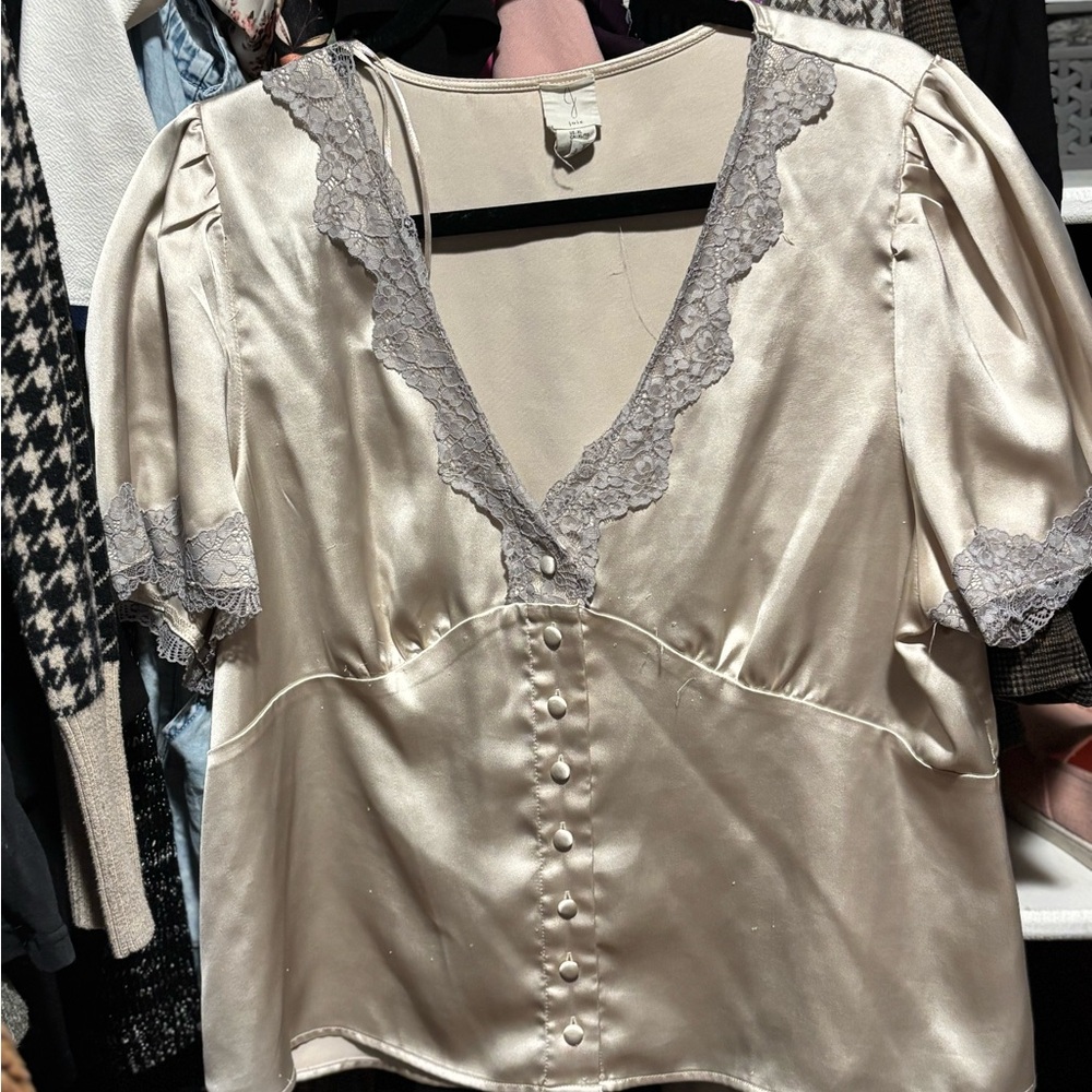 Joie Elegant Cream Top with Lace Detail